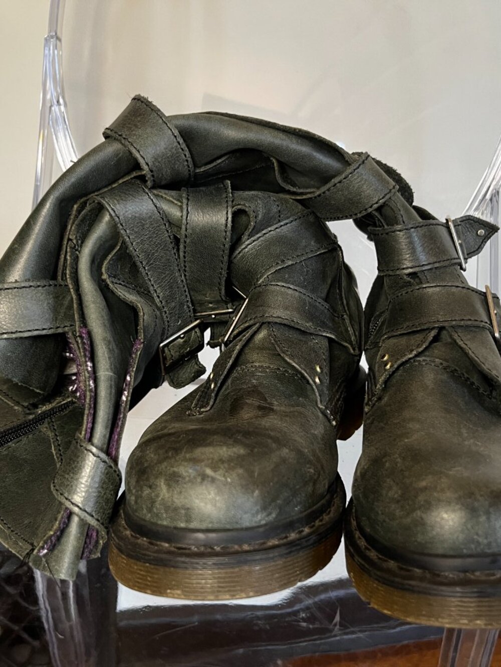 RARE Dr. Martens "Phina" 5 buckle-strap knee-high leather boots - Picture 15 of 15